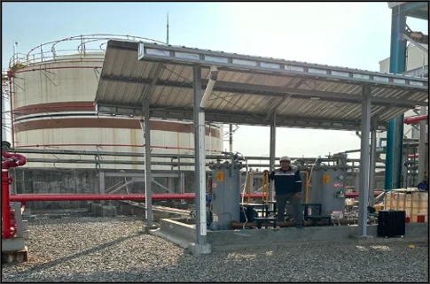 Instalasi main tank filtration untuk fasilitas pembangkit