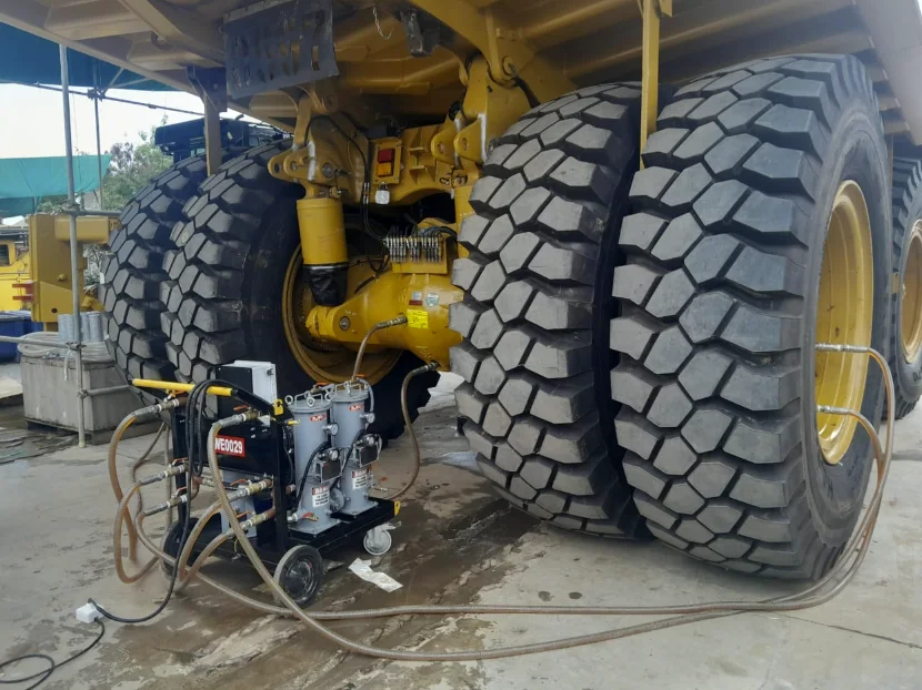 Portable filtration pada dump truck pertambangan